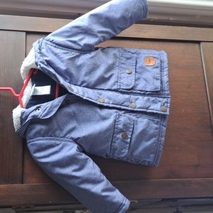 Little Me size 12 months boys blue jean look  winter jacket 2 front pockets